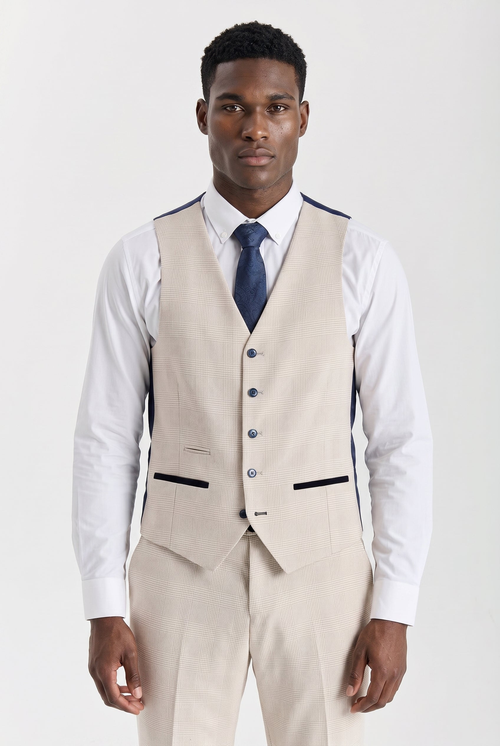 Regent Cream Check Three Piece Suit