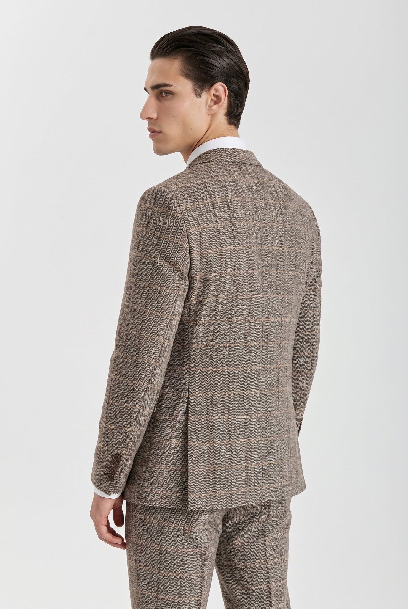 Harris Brown Herringbone Tweed Check Three Piece Suit
