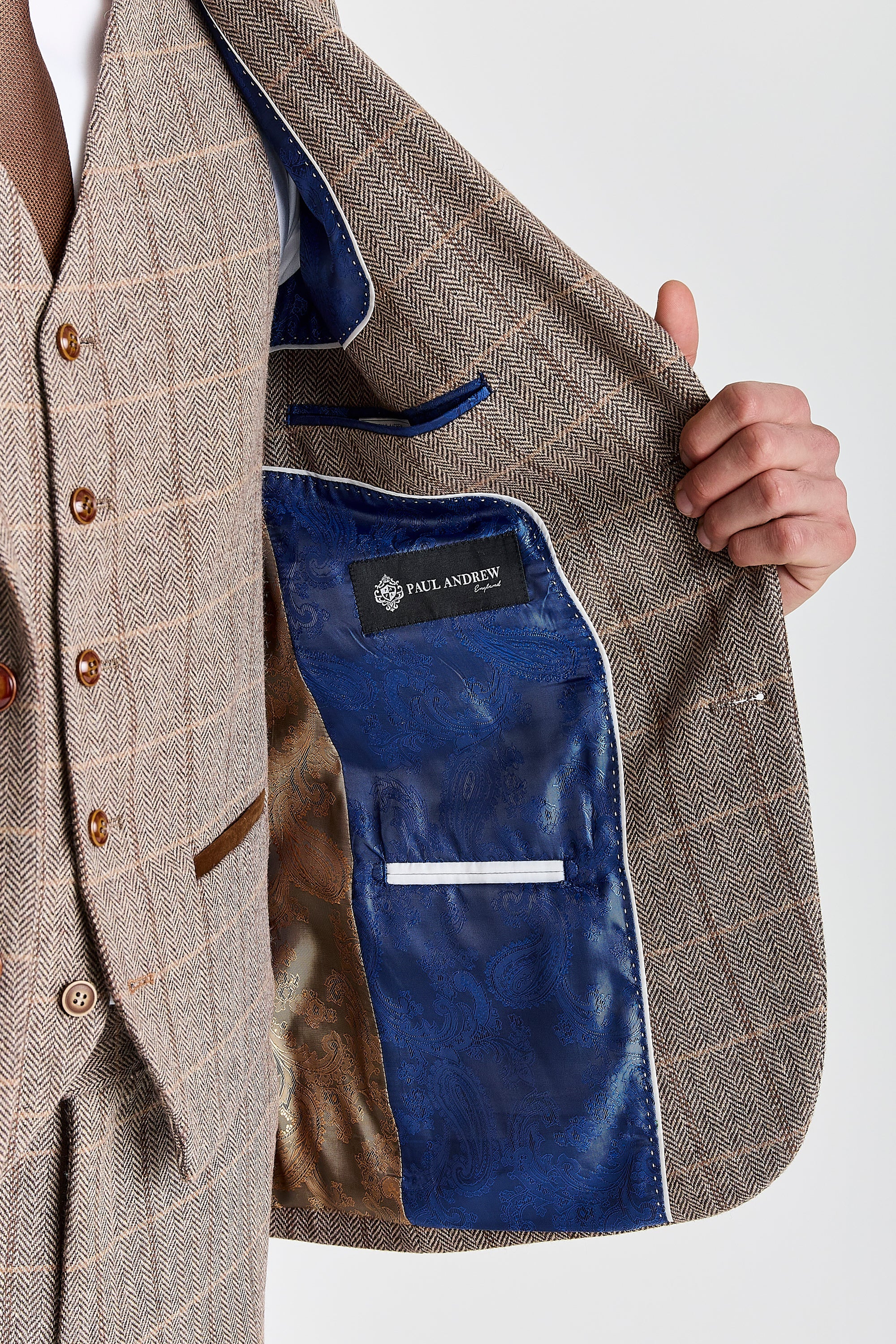 Harris Brown Herringbone Tweed Check Three Piece Suit
