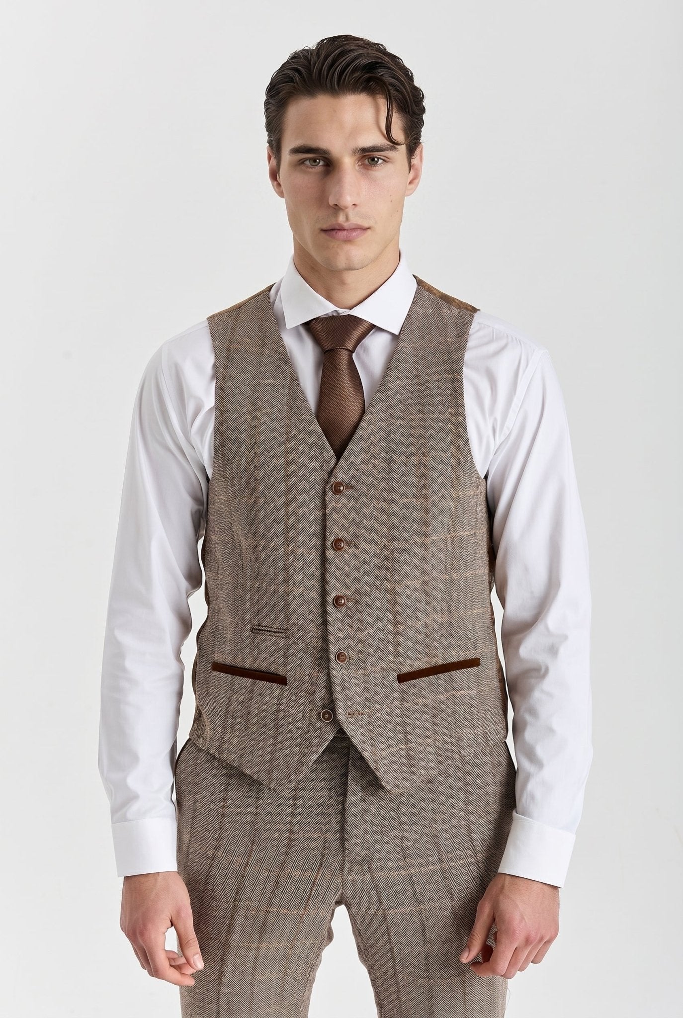 Harris Brown Herringbone Tweed Check Three Piece Suit