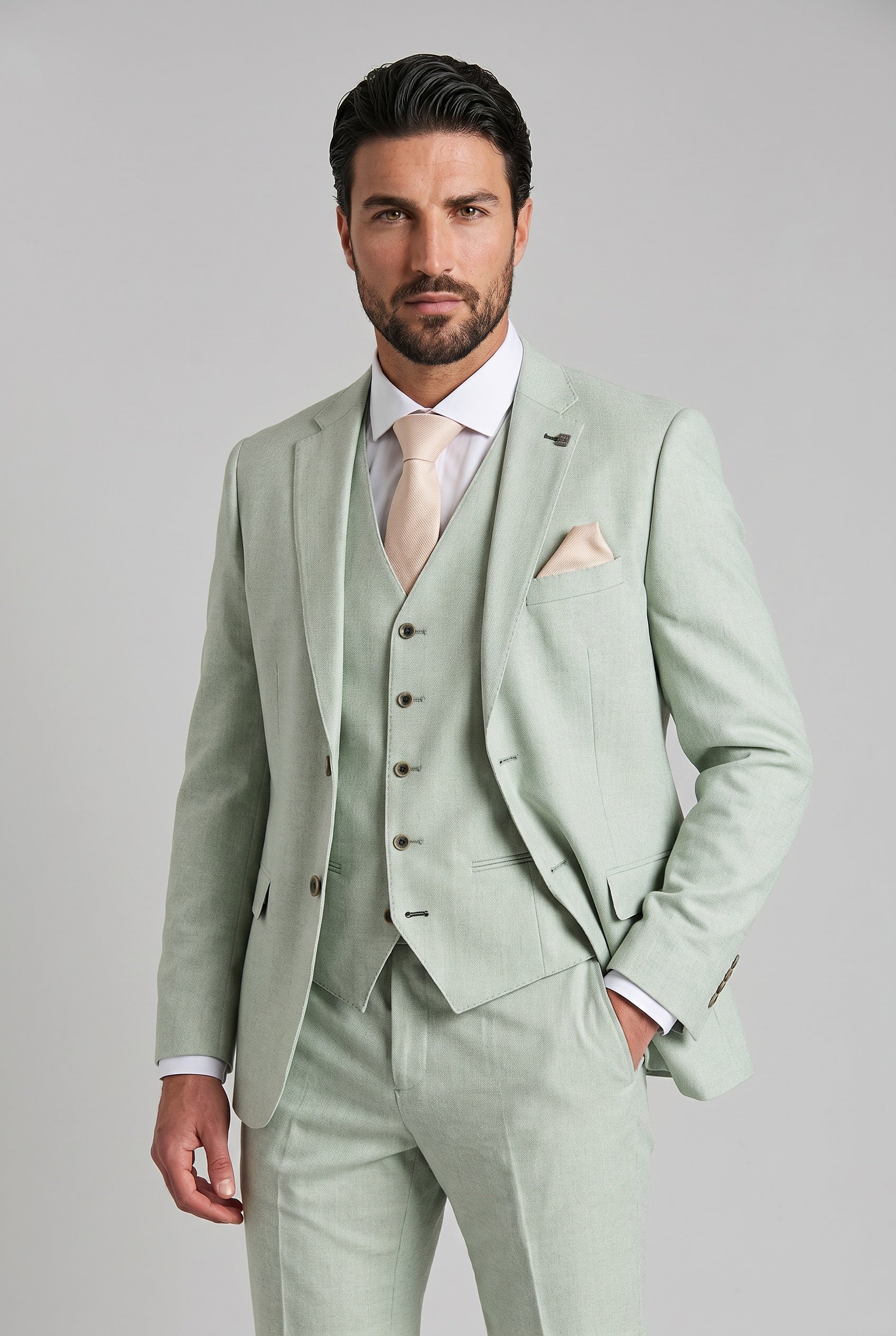 Belmont Sage Men's Three Piece Suit