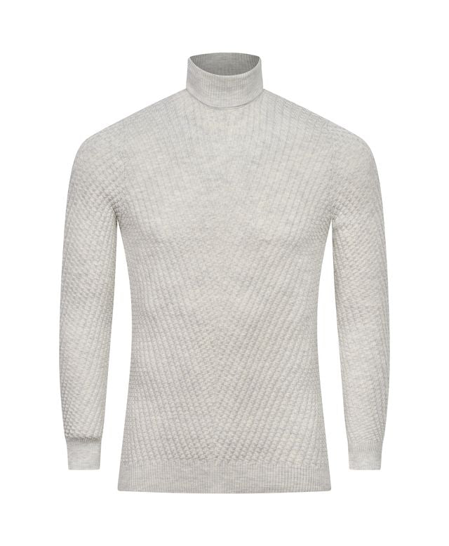 Ecru Textured Turtleneck