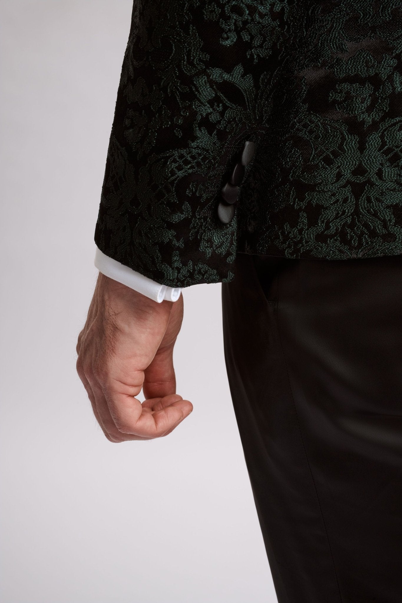 Santoro Milan's Paisley Three Piece Brocade Olive Suit