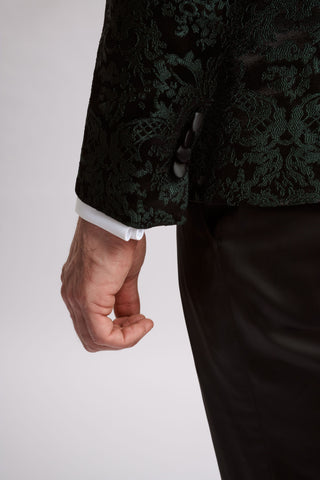 Santoro Milan's Paisley Three Piece  Brocade Olive Suit Santoro Milan's Paisley Three Piece  Brocade Olive Suit