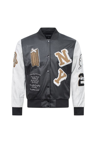 Black & White Varsity Patch Jacket – Slim Fit Black & White Varsity Patch Jacket – Slim Fit