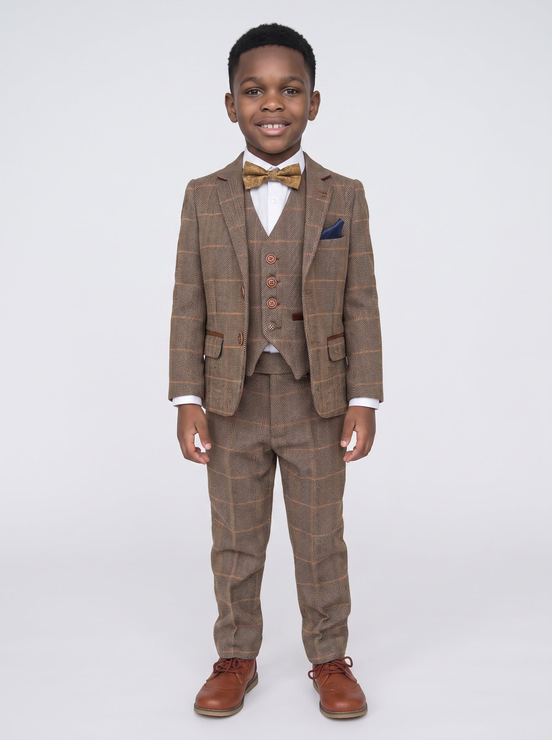 TED - Tan Tweed Check Three Piece Suit