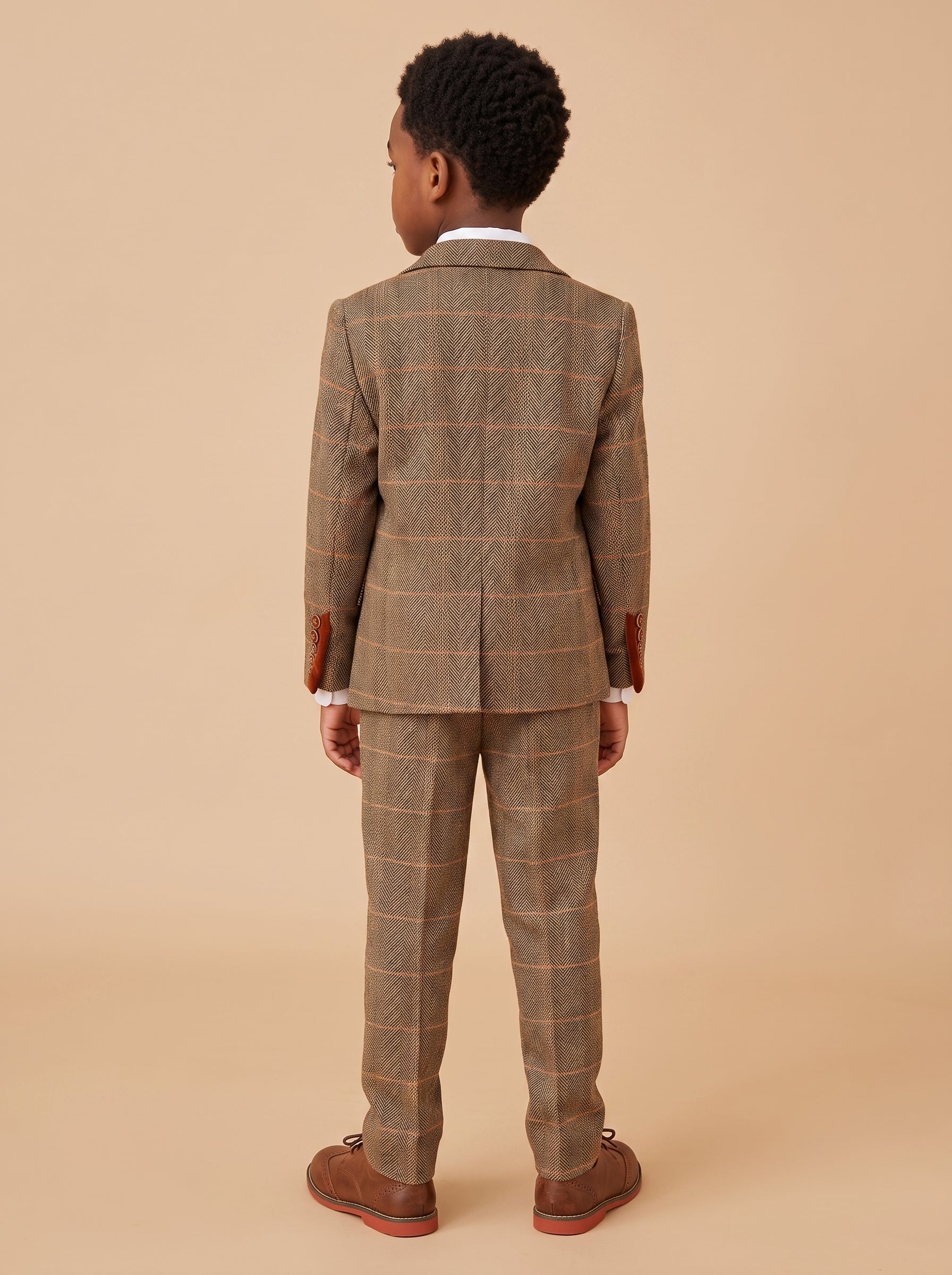 TED - Tan Tweed Check Three Piece Suit
