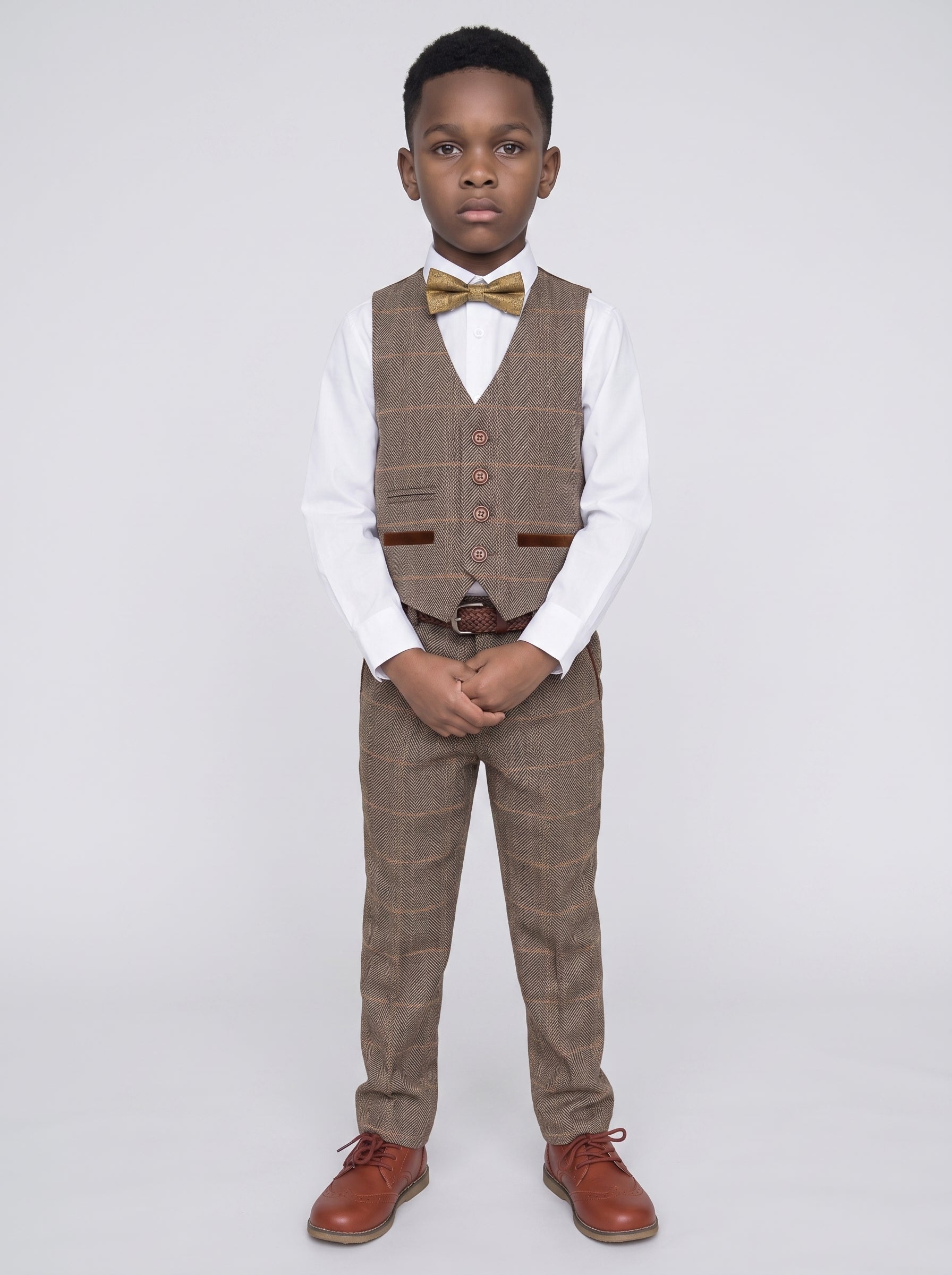 TED - Tan Tweed Check Three Piece Suit