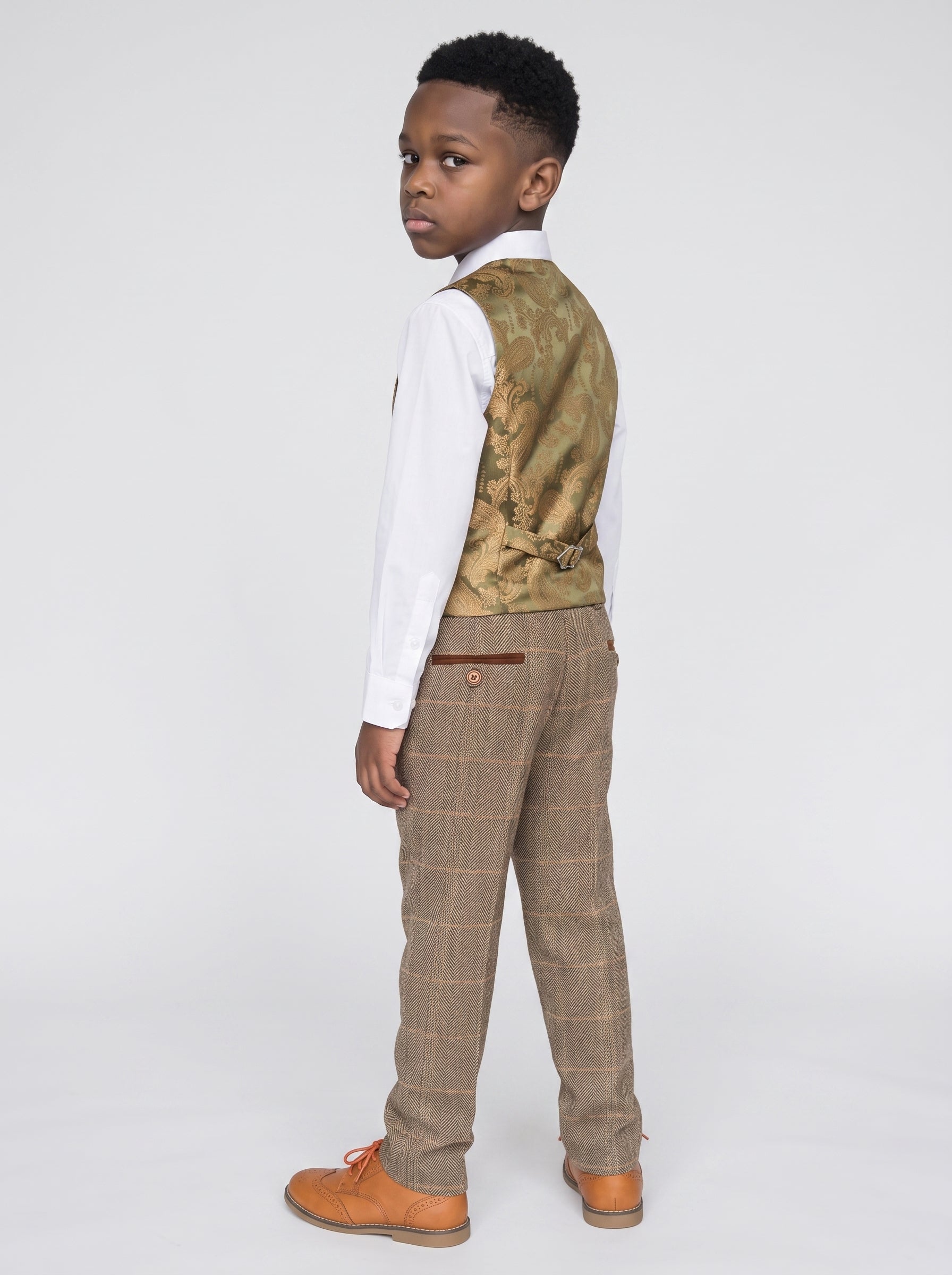 TED - Tan Tweed Check Three Piece Suit