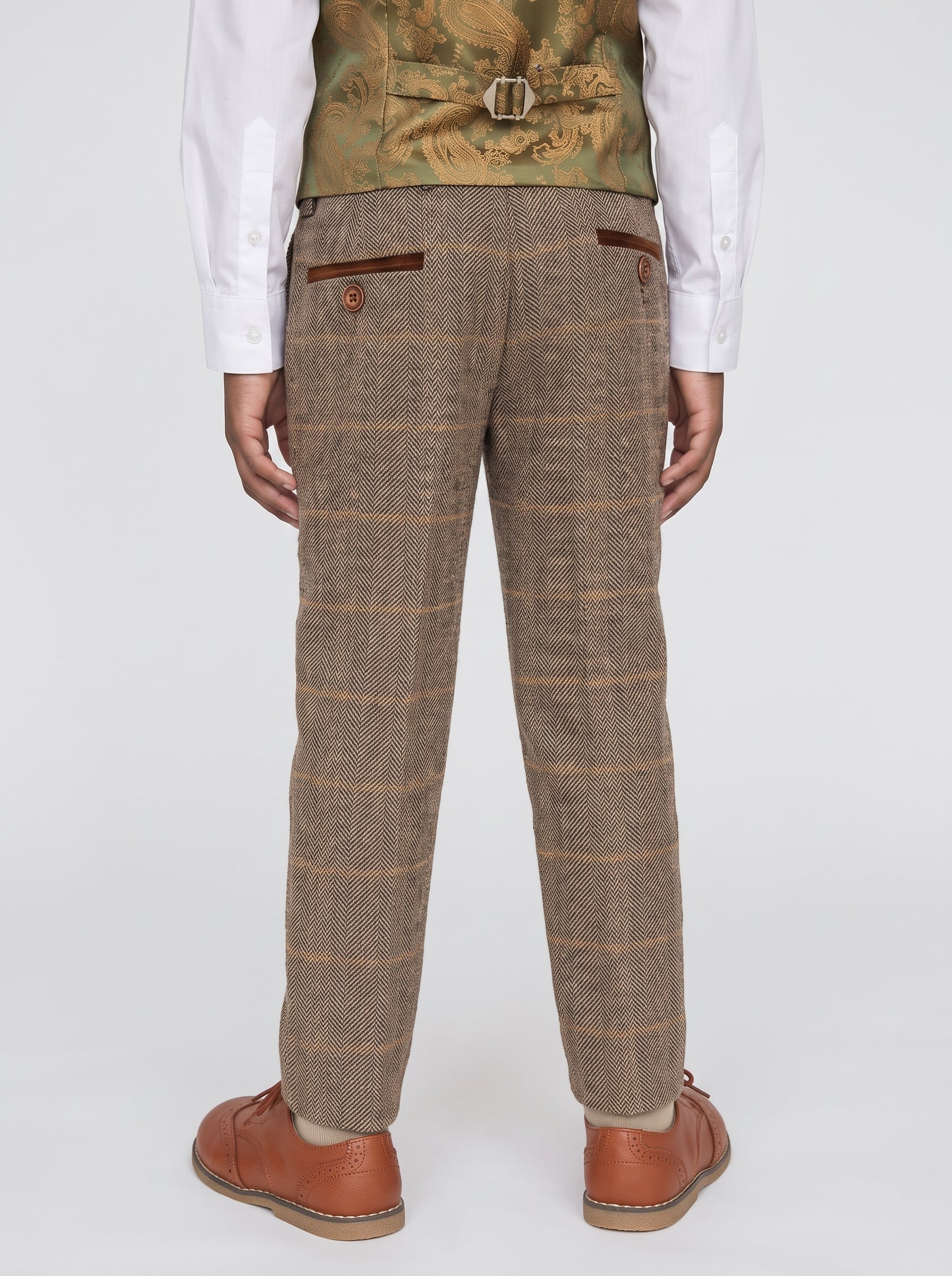 TED - Tan Tweed Check Three Piece Suit