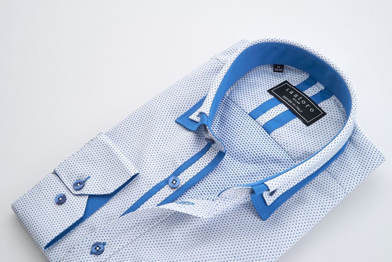 Blue Accent Micro-Dot Shirt