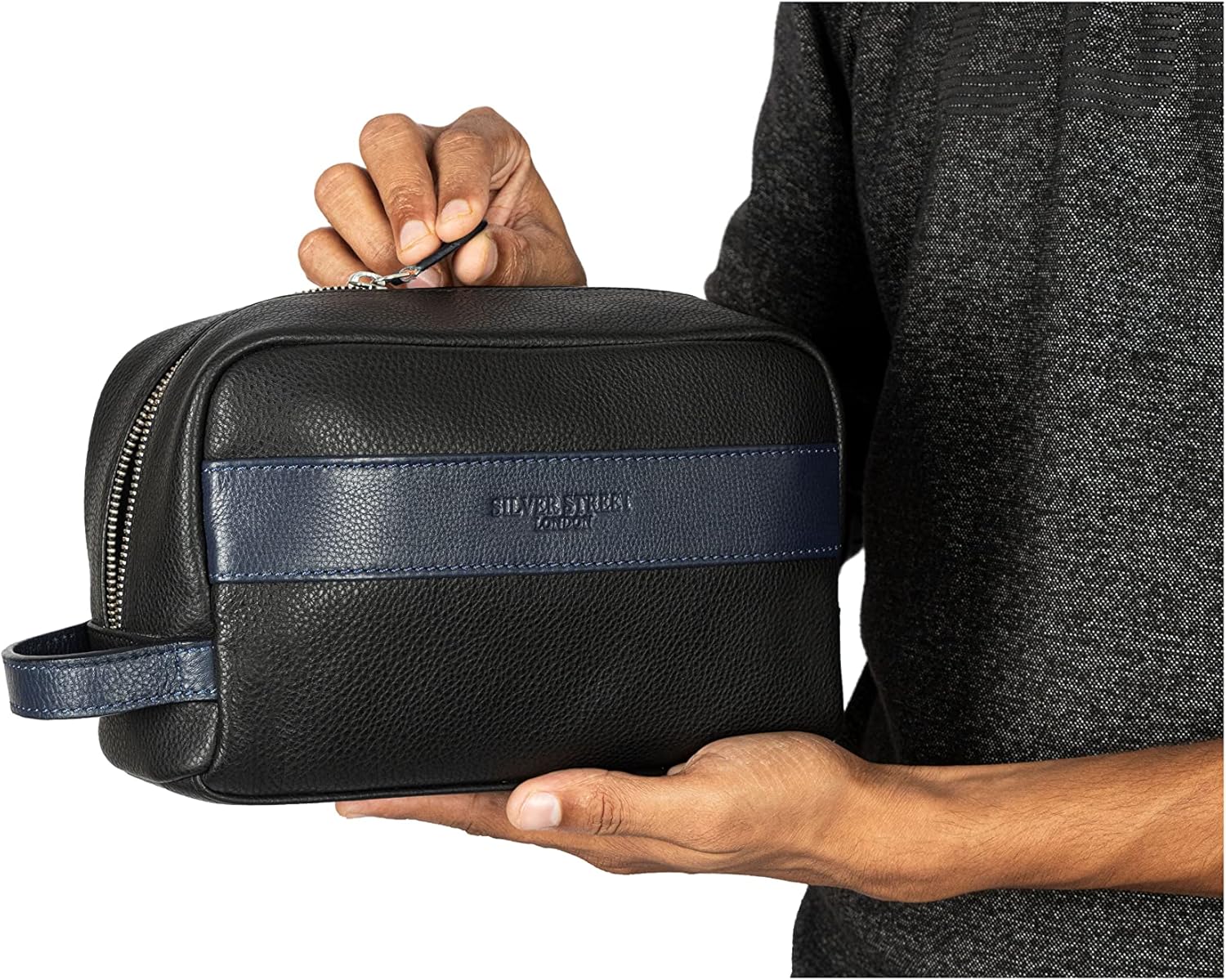 Walter Leather Washbag - Blue