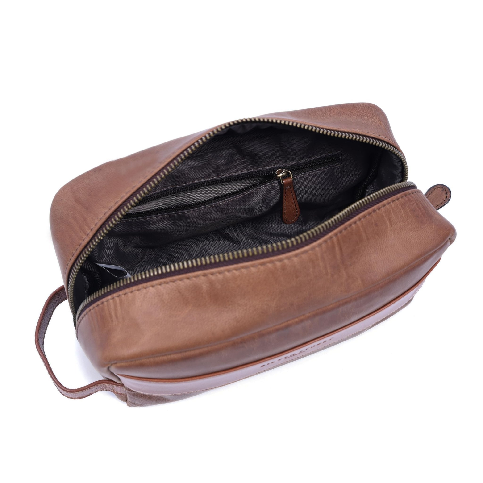 Walter Leather Washbag - Tan