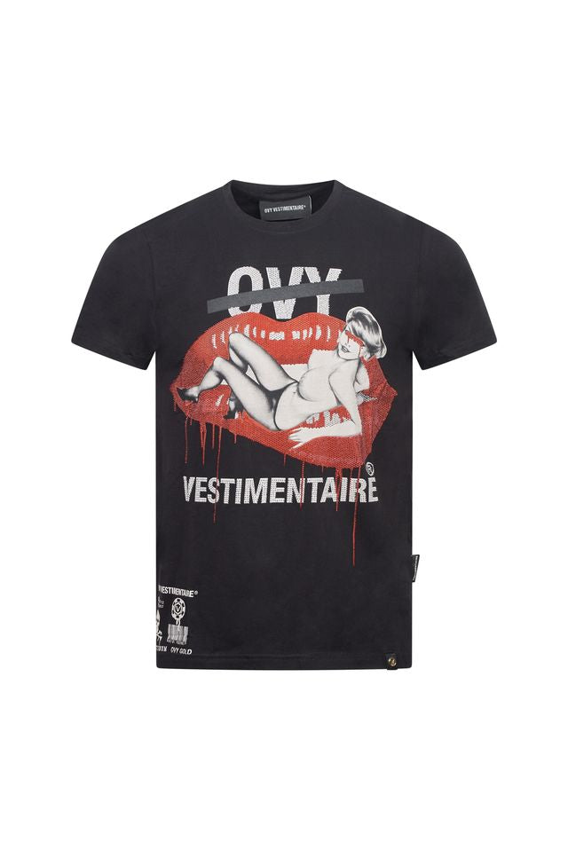 Ovy Vestimentaire Lips & Chains Black Tee