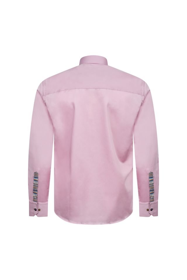 Pink Shirt with Stripe Trim