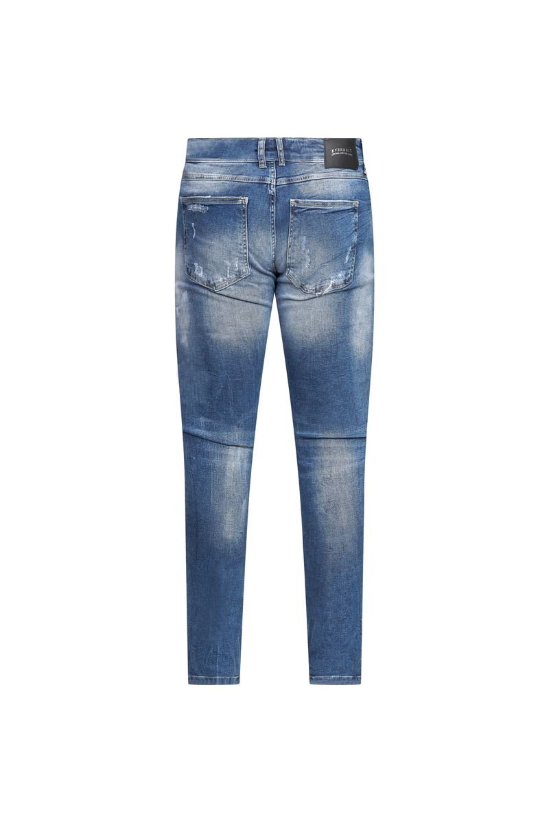 Mid Blue Ripped Slim Jeans