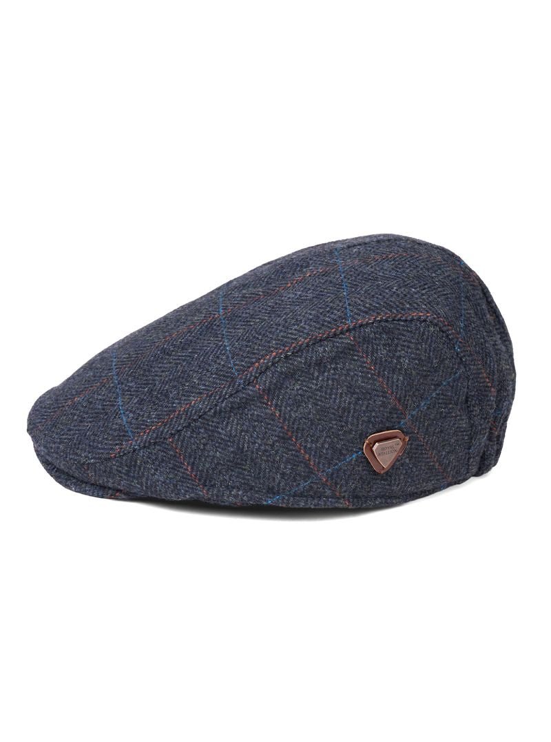 Franco Navy Check Flat Cap