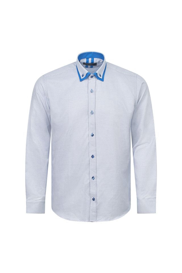 Blue Accent Micro-Dot Shirt