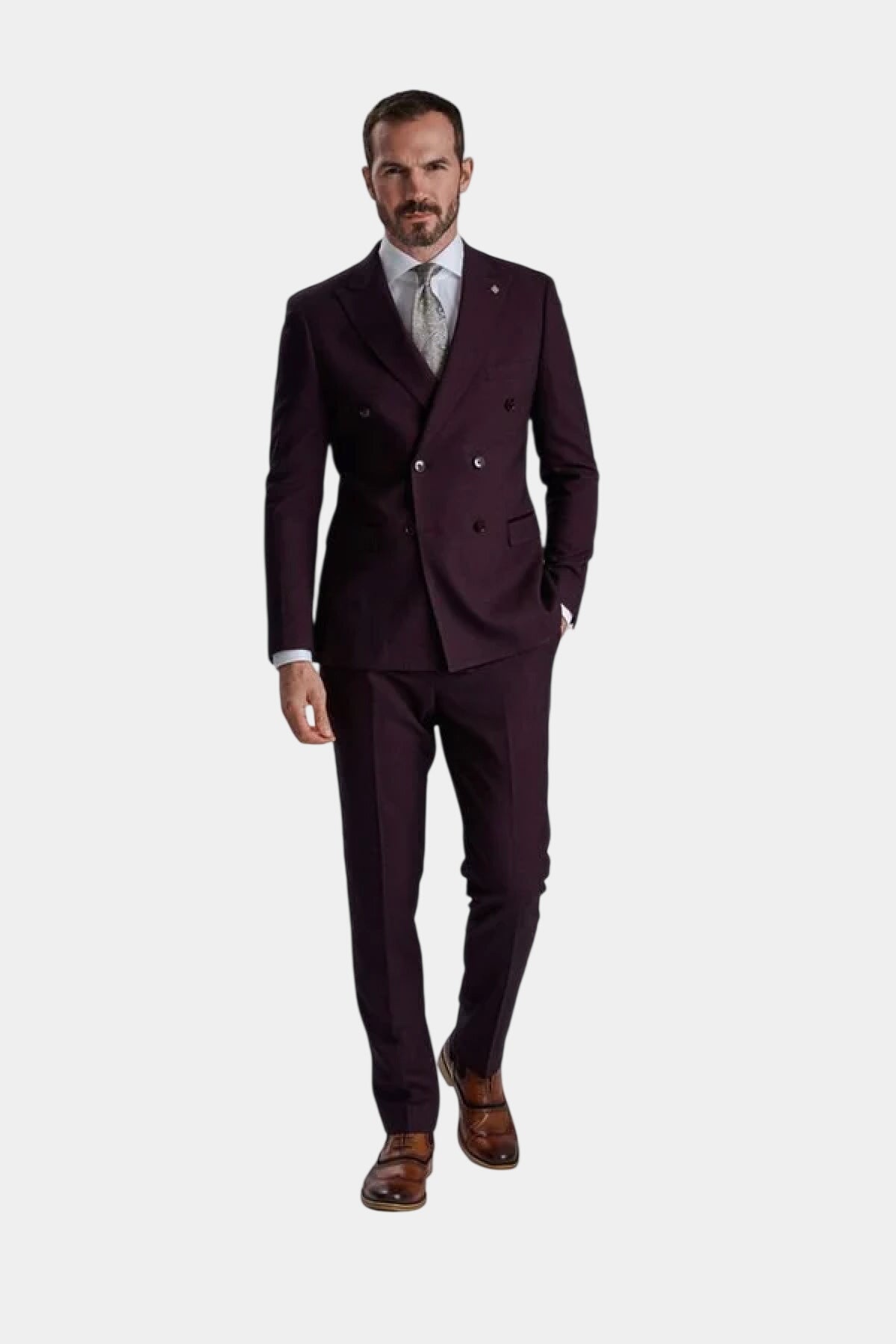 Regent Wine Double-Breasted Two Piece Suit