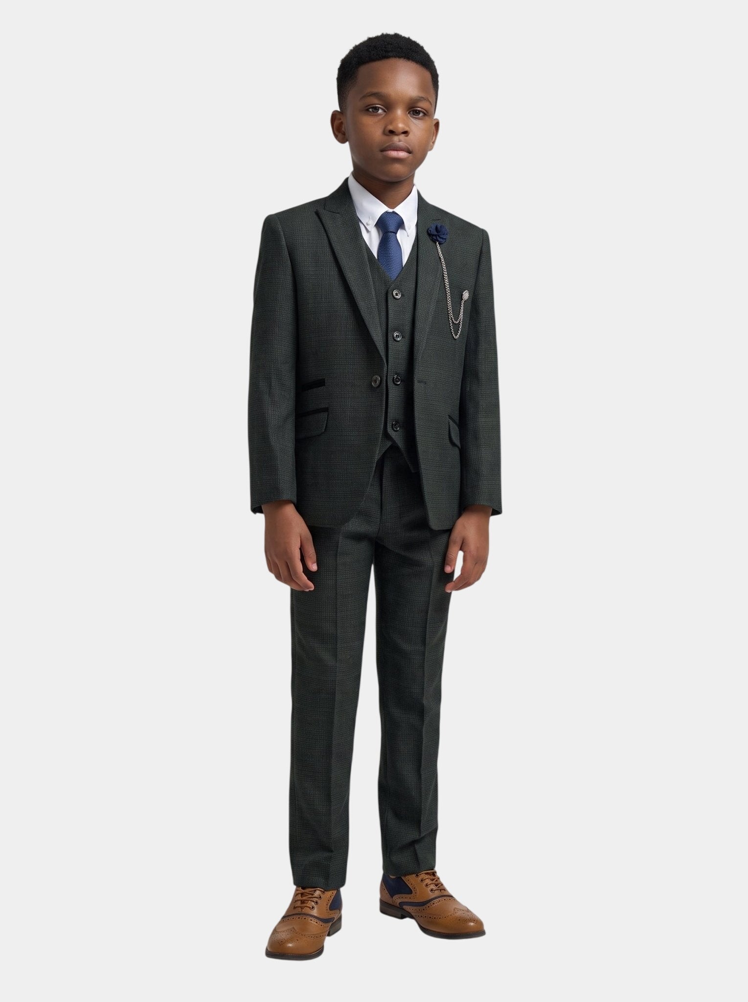 Boys Caridi Olive Three Piece Suit