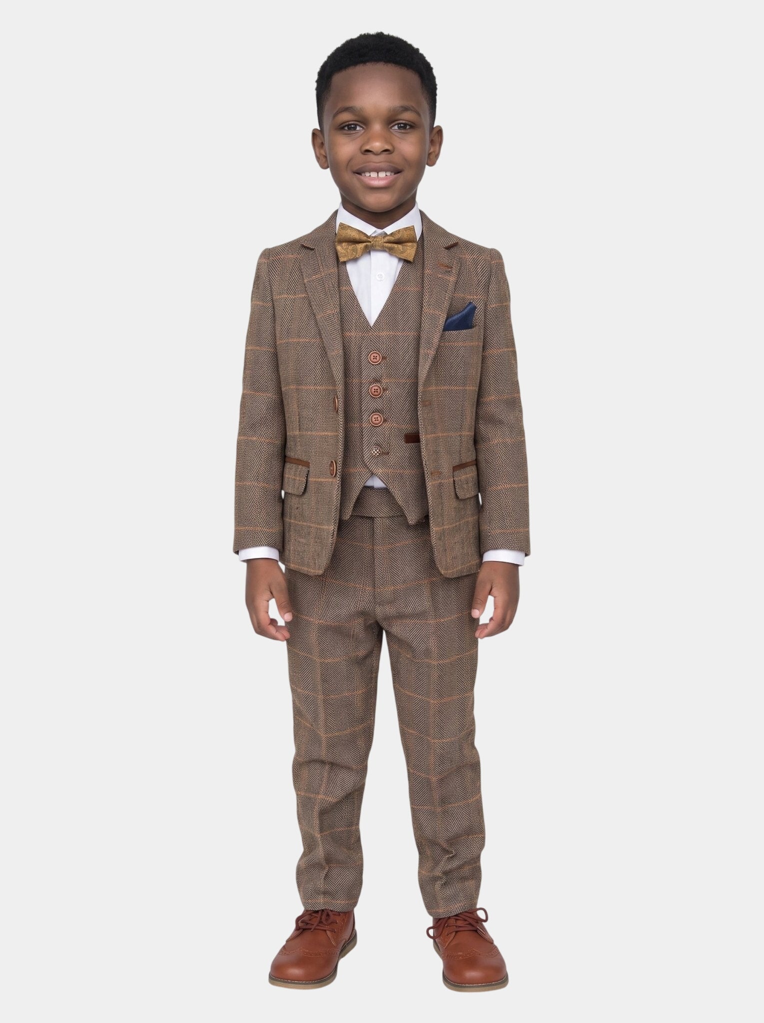 TED - Tan Tweed Check Three Piece Suit