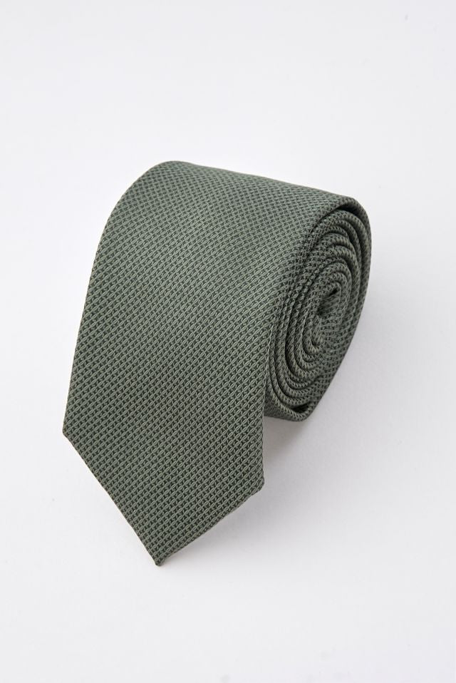 Green Textured Tie Set with Tie Bar & Cufflinks