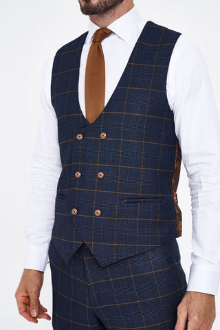 Jenson - Sky Blue Check Suit With Double Breasted Waistcoat Jenson - Sky Blue Check Suit With Double Breasted Waistcoat