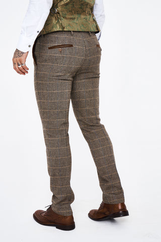 Marc Darcy Ted Tan Tweed Check Three piece Suit Marc Darcy Ted Tan Tweed Check Three piece Suit