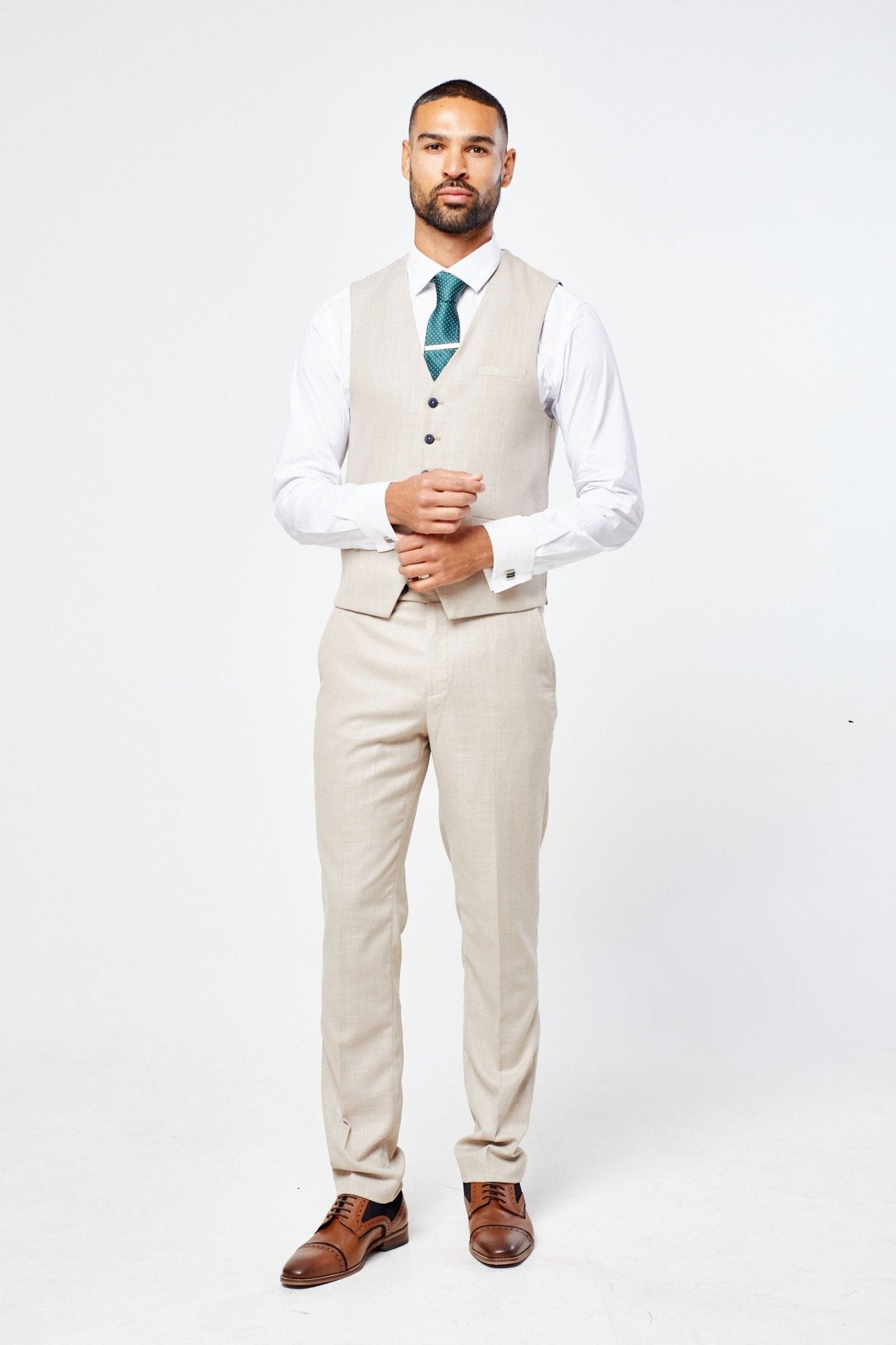 Miami Beige Three Piece Suit