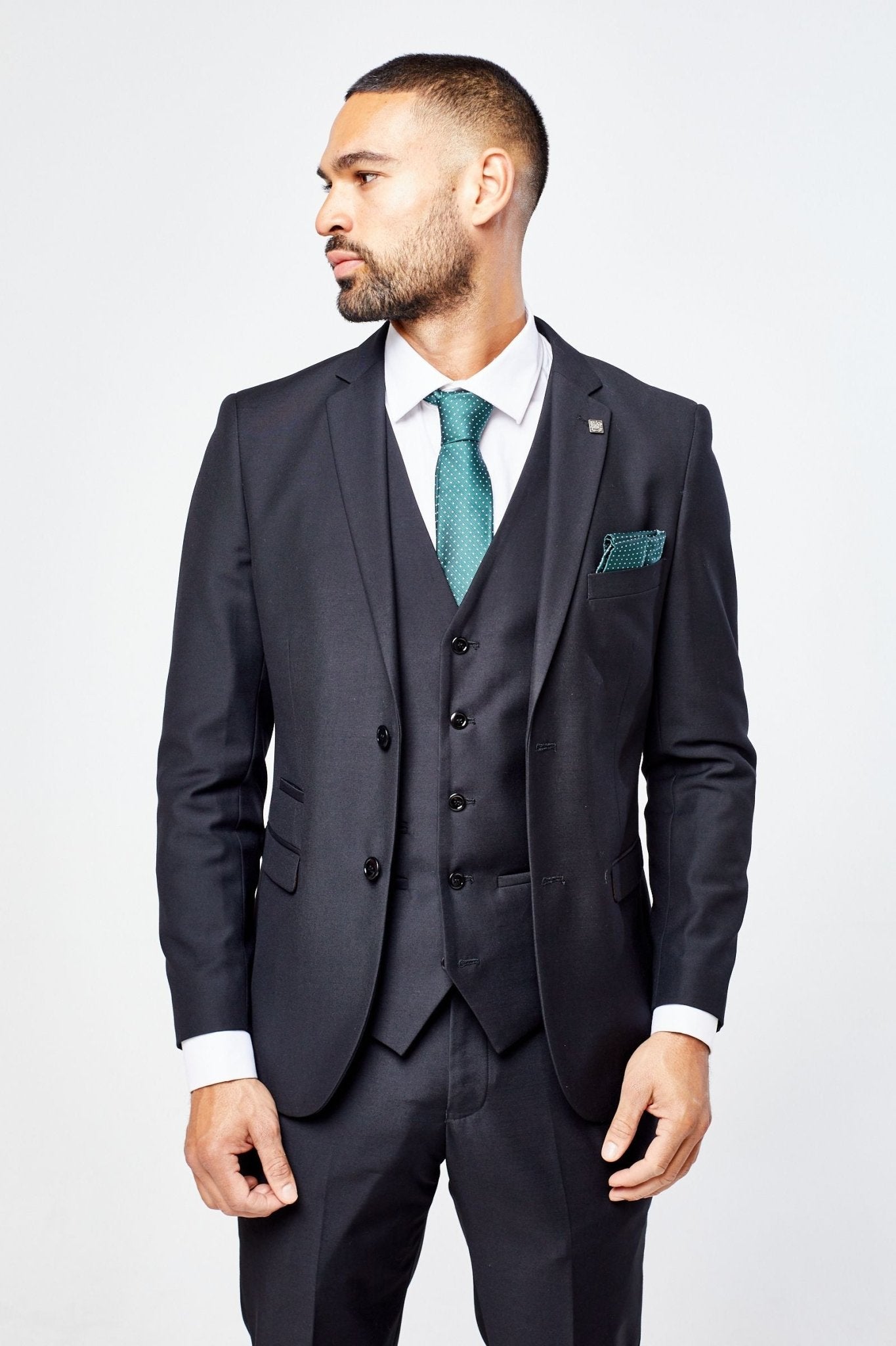 Parker Black Men's Three Piece Suit
