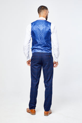 Edison Navy Wine Check Three Piece Suit Edison Navy Wine Check Three Piece Suit