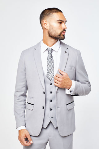 Edwin Silver Grey Notch Lapel Three Piece Suit Edwin Silver Grey Notch Lapel Three Piece Suit