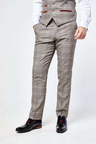 Ray - Tan Check Three Piece Suit Ray - Tan Check Three Piece Suit