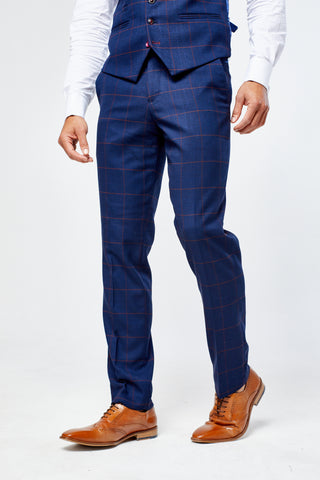 Edison Navy Wine Check Three Piece Suit Edison Navy Wine Check Three Piece Suit