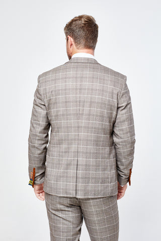 Ray - Tan Check Three Piece Suit Ray - Tan Check Three Piece Suit
