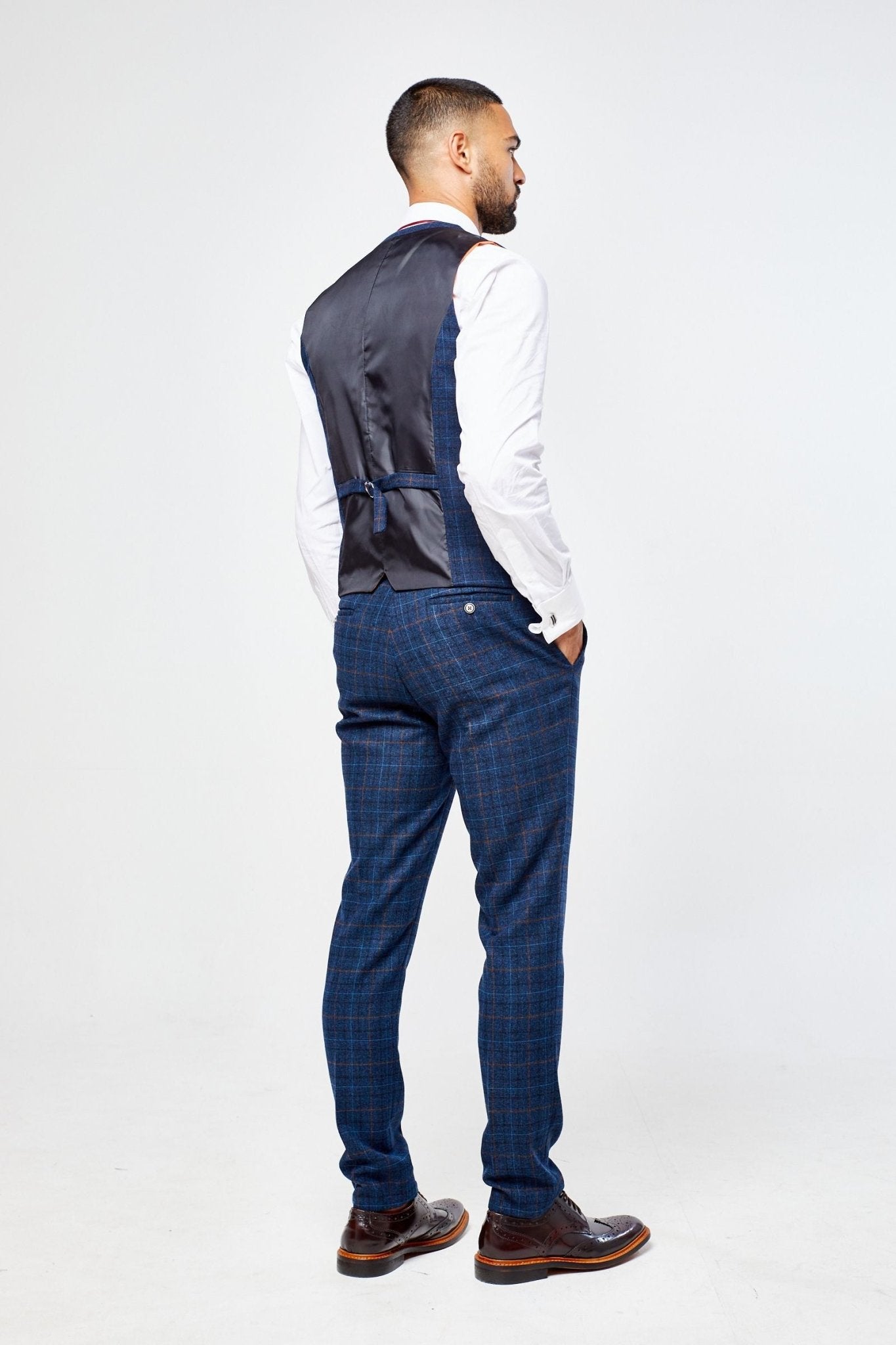 Cody Blue Check Three Piece suit