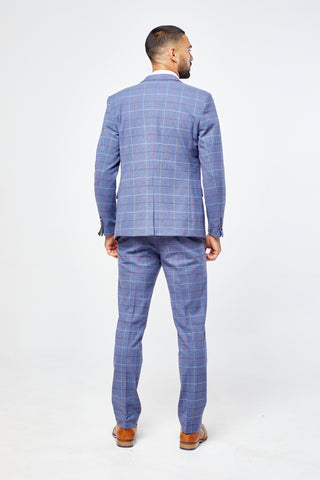 Drake - Sky Blue Check Three Piece Suit Drake - Sky Blue Check Three Piece Suit