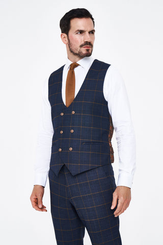 Jenson - Sky Blue Check Suit With Double Breasted Waistcoat Jenson - Sky Blue Check Suit With Double Breasted Waistcoat