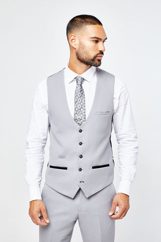 Edwin Silver Grey Notch Lapel Three Piece Suit Edwin Silver Grey Notch Lapel Three Piece Suit