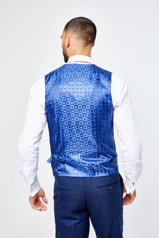 Edison Navy Wine Check Three Piece Suit Edison Navy Wine Check Three Piece Suit