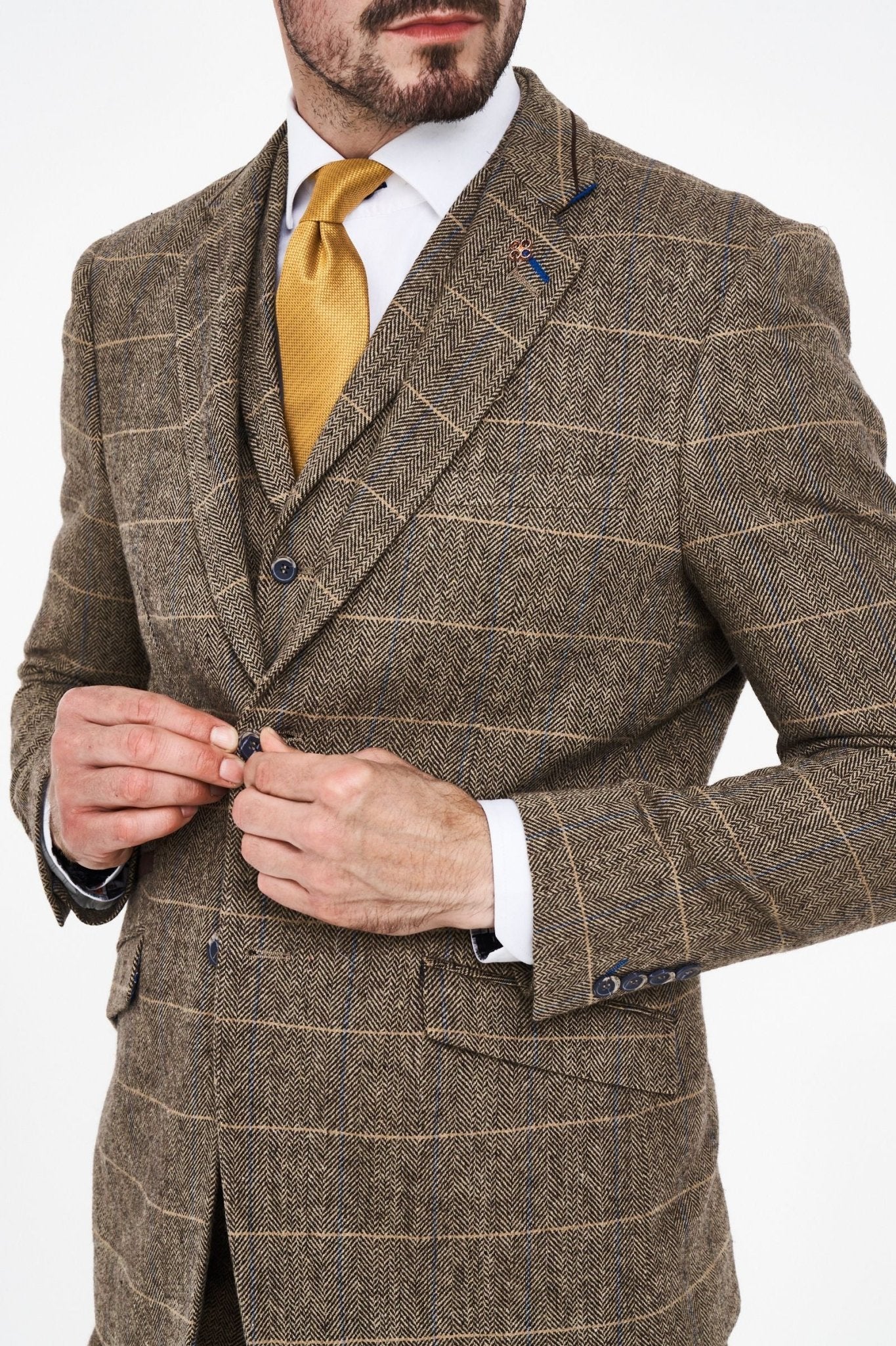 Albert Brown Tweed Three Piece Suit Short