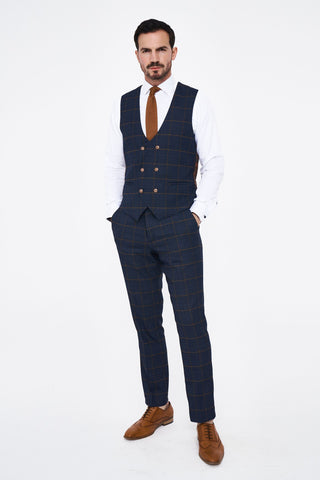 Jenson - Sky Blue Check Suit With Double Breasted Waistcoat Jenson - Sky Blue Check Suit With Double Breasted Waistcoat