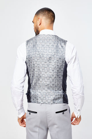 Edwin Silver Grey Notch Lapel Three Piece Suit Edwin Silver Grey Notch Lapel Three Piece Suit