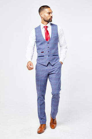 Drake - Sky Blue Check Three Piece Suit Drake - Sky Blue Check Three Piece Suit