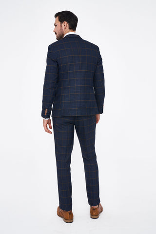 Jenson - Sky Blue Check Suit With Double Breasted Waistcoat Jenson - Sky Blue Check Suit With Double Breasted Waistcoat