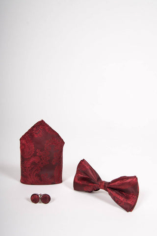 Wine paisley Bow Tie Set-Bow tie, pocket square, Cufflinks. Wine paisley Bow Tie Set-Bow tie, pocket square, Cufflinks.