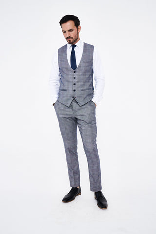 Marc Darcy Jerry Grey Check Three piece Suit Marc Darcy Jerry Grey Check Three piece Suit