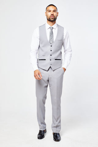 Edwin Silver Grey Notch Lapel Three Piece Suit Edwin Silver Grey Notch Lapel Three Piece Suit