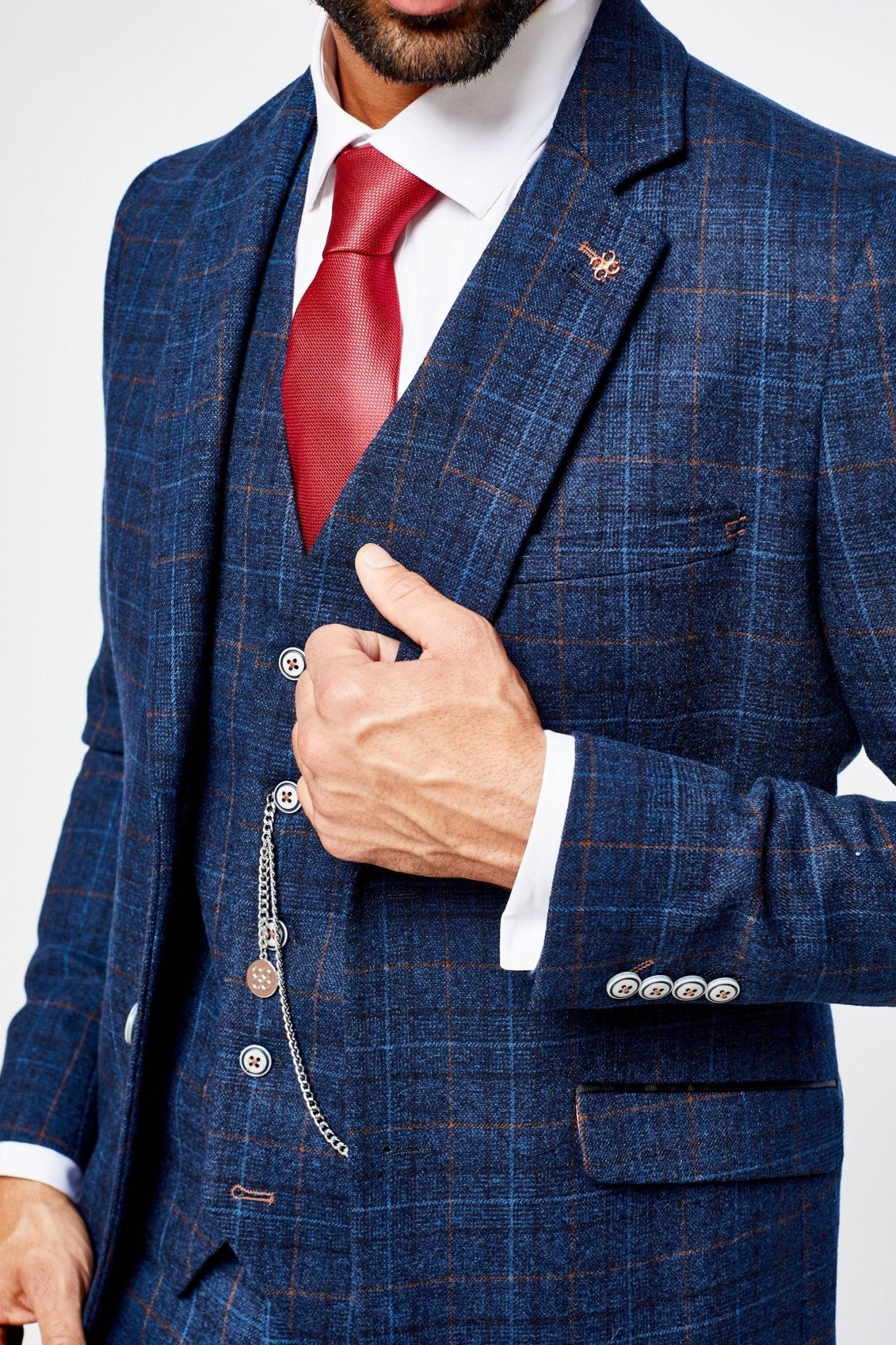 Cody Blue Check Three Piece suit
