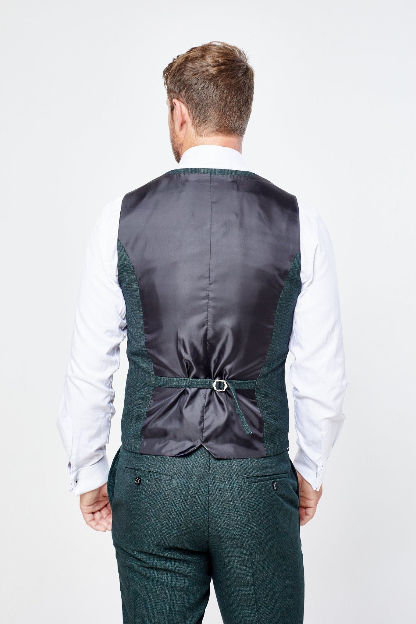 Caridi Olive Check Three Piece Suit